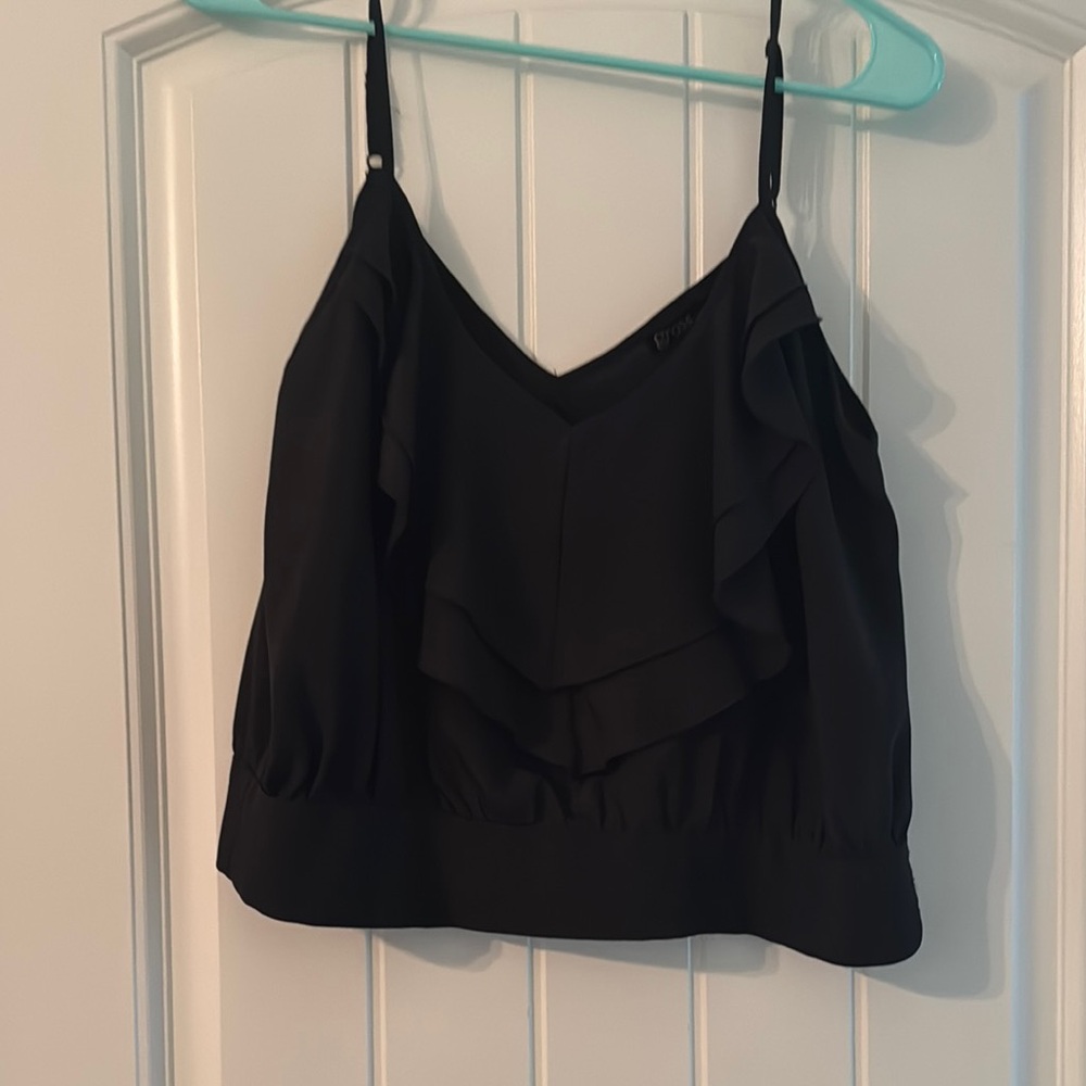 Elegant Black Ruffled Crop Top